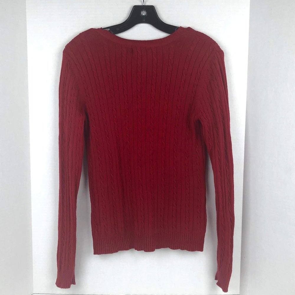 IZOD Red Cableknit V-neck Sweater - Picture 2 of 4